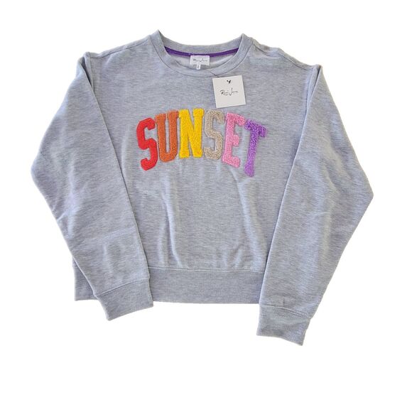 Remi James Tops - Womans 'SUNSET' Sweatshirt Gray SZ S Embellished Pullover